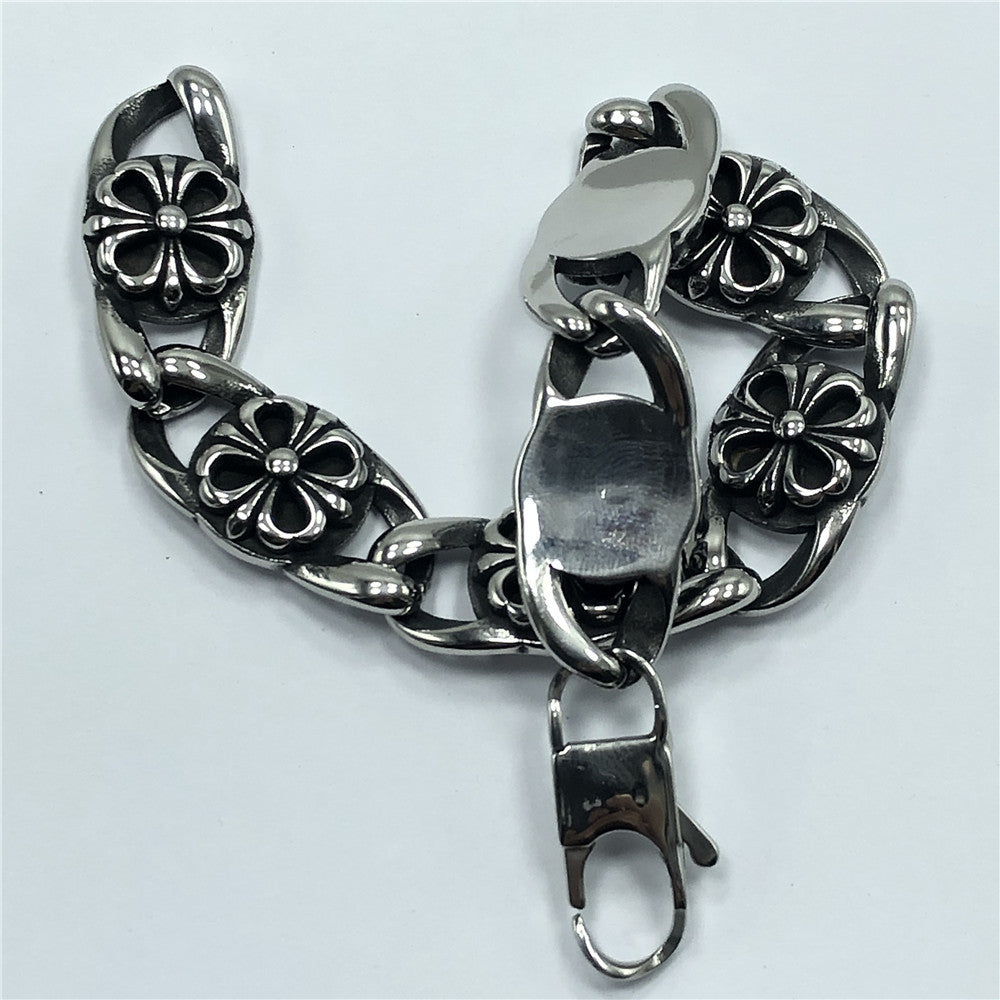 Chrome Hearts cross flower Multi-Link Sterling Silver bracelet
