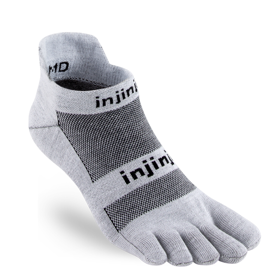 Injinji Men's Run Lightweight No-Show Sock in Gray