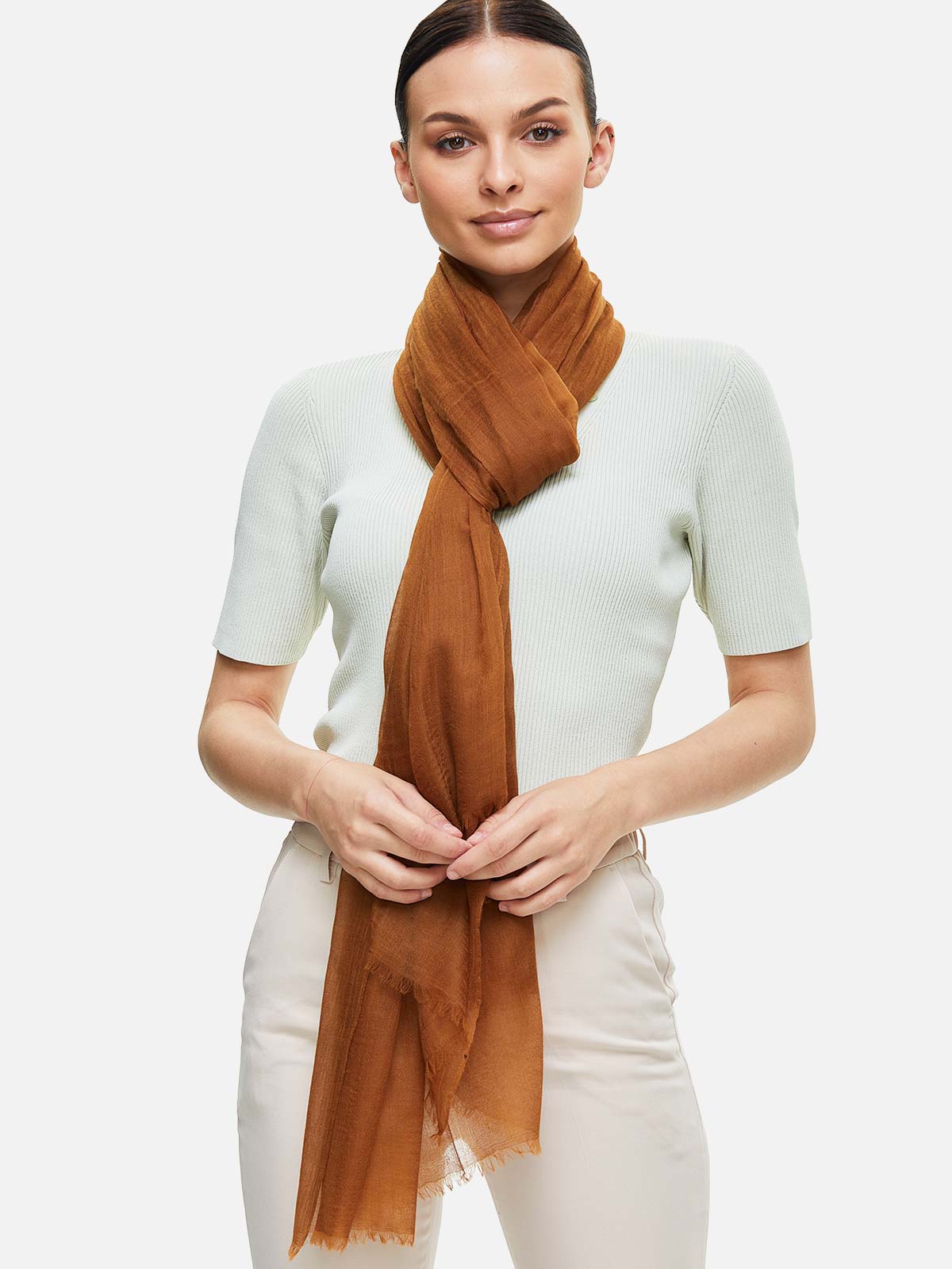 Featherlight Chocolate Cashmere Scarf
