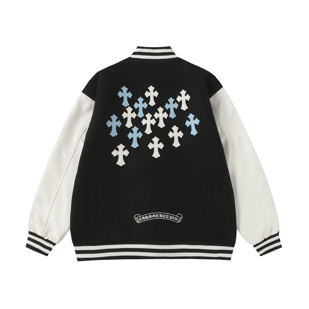Chrome-Hearts Black White Street Style Baseball Coat 0002