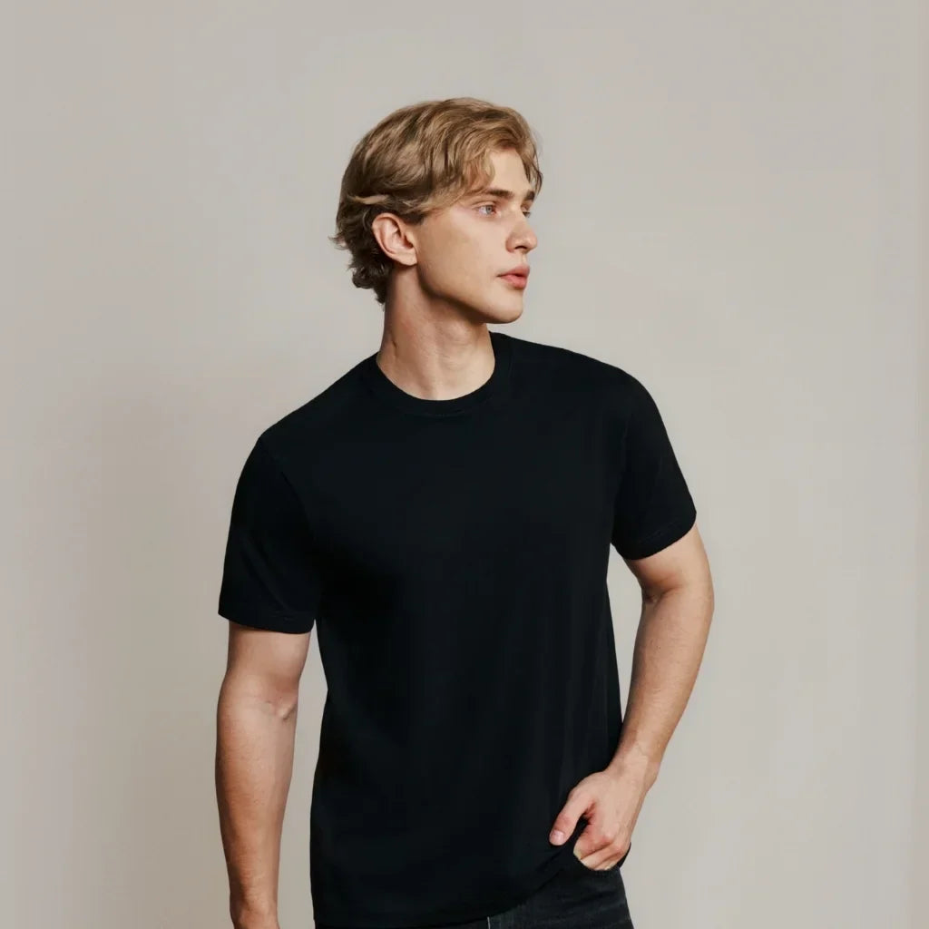 BLACK LOOPWHEELED T-SHIRT 3-PACK