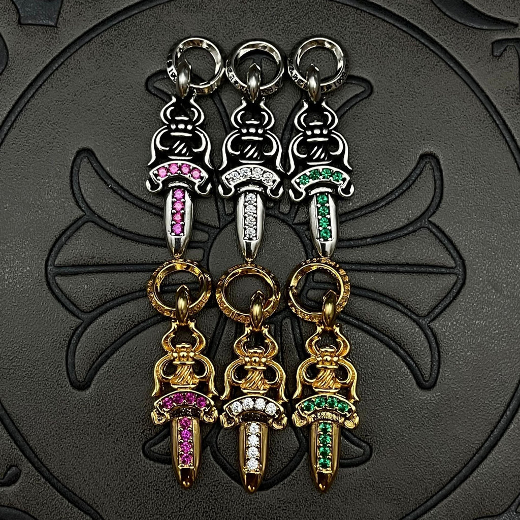 Chrome Hearts small diamond-encrusted sword pendant