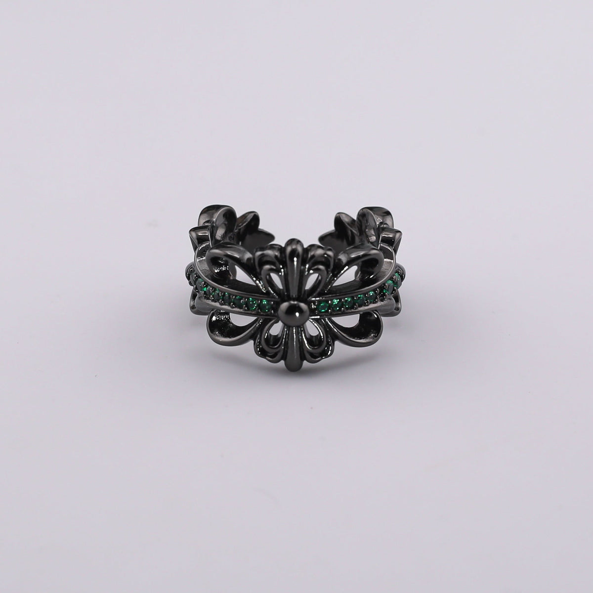 chrome hearts multi-color cross open sterling silver ring