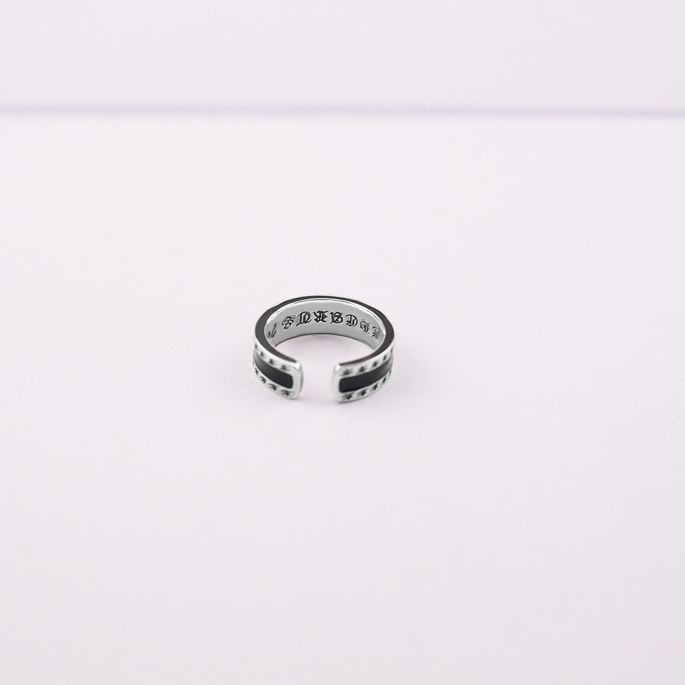 Chrome Hearts cross print retro style open ring