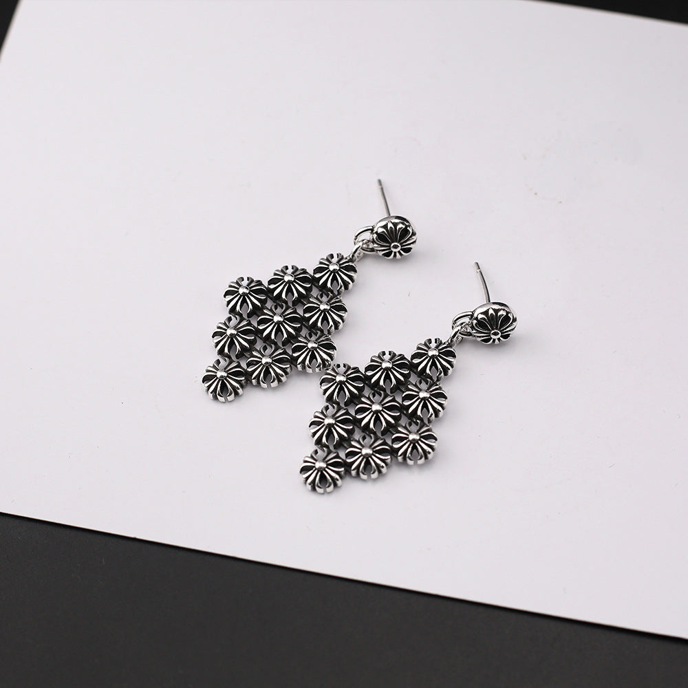 Chrome Hearts retro cross rivet earrings