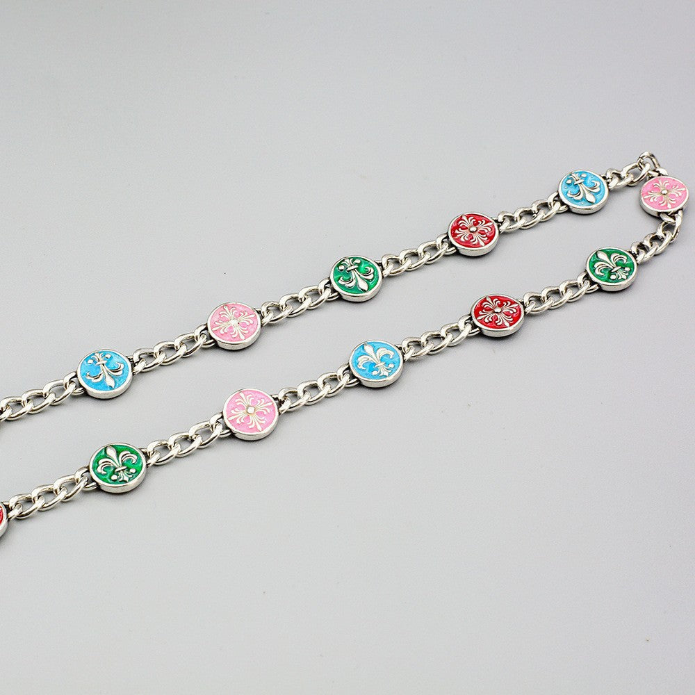 Chrome Hearts anchor cross flower pattern enamel drip necklace