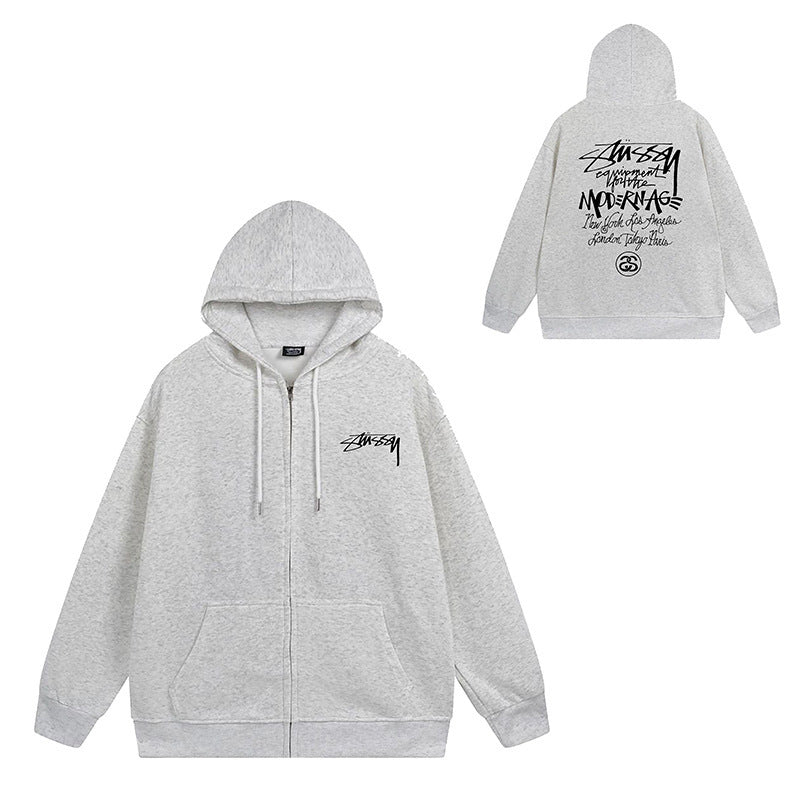 Stussy Hoodie Zip Cardigan Hooded Sweater