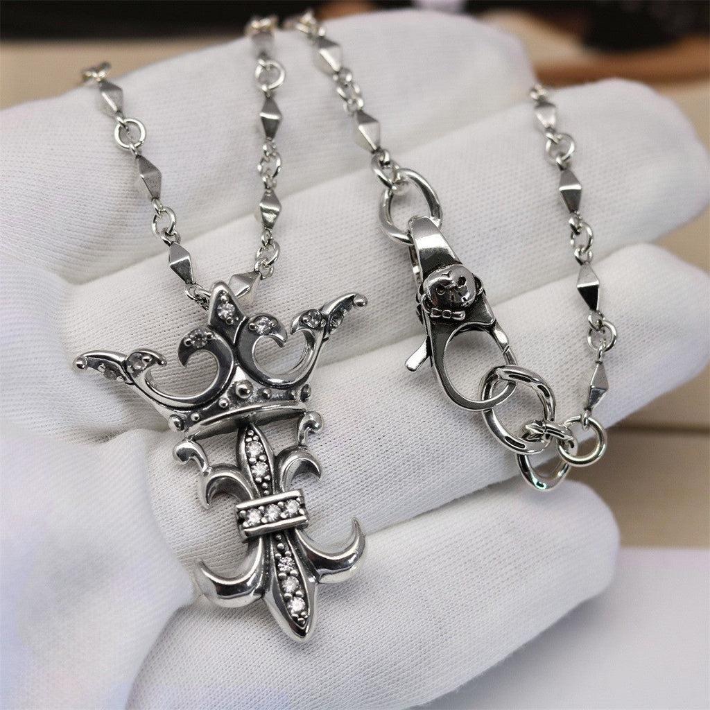 Chrome Hearts old crown anchor diamond pendant