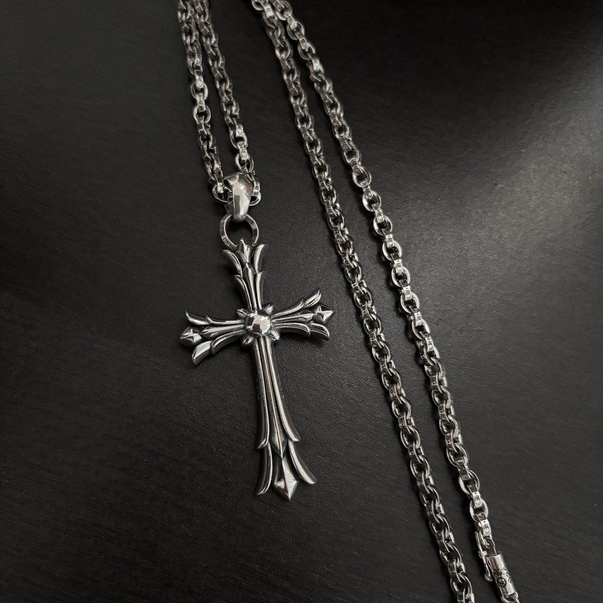 Chrome Hearts large double-layer cross letter chain pendant