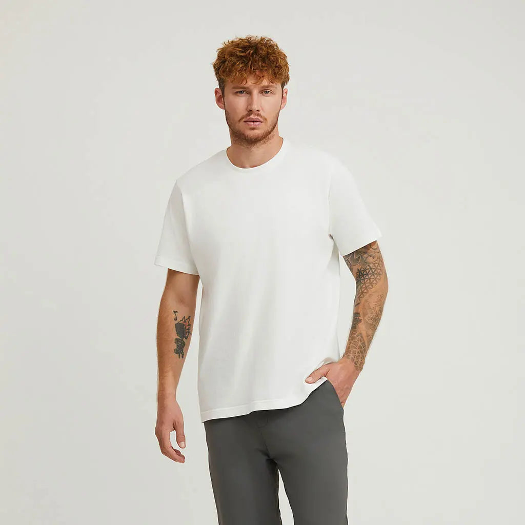 WHITE LOOPWHEELED T-SHIRT 2-PACK