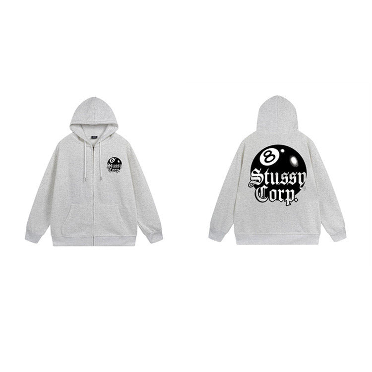 Stussy Hoodie Zip-Up Cardigan Fleece Hooded Sweater