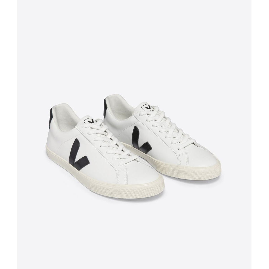 Veja Women's Esplar Leather Sneaker in White Black