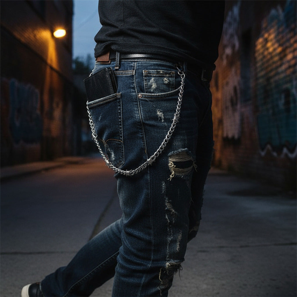 Chrome Hearts Stainless steel thorn titanium steel Cuban chain trouser chain